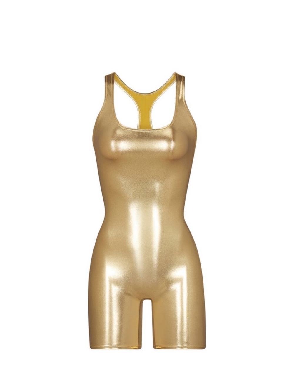 SKIMS Gold Metallic Swim Cycle Suit - Limited Edition